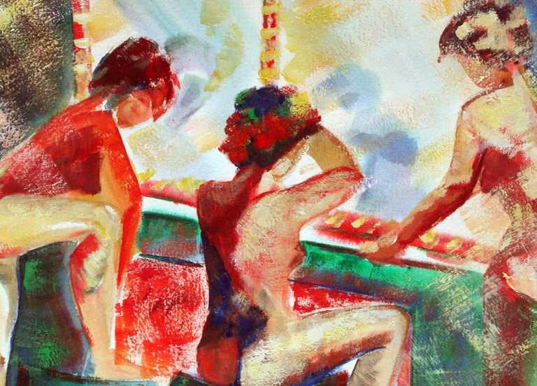 Three Nudes, Dancers Fauvist Figurative - Painting by Doris Ann Warner