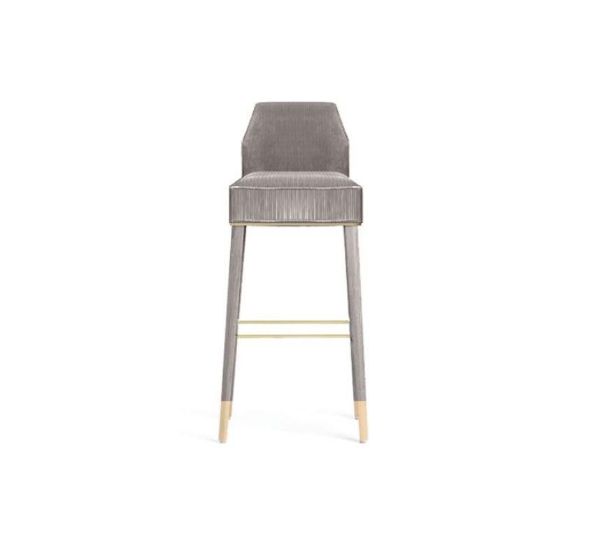Portuguese Doris Bar Chair in Velvet For Sale