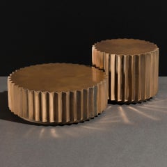 Doris Cast Oxidized Bronze Multifaceted Coffee Table Set by Fred&Juul