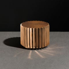 Doris Cast Oxidized Bronze Multifaceted Side Table by Fred&Juul