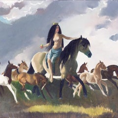 Doris Clare Zinkeisen, 'La dea Epona, signora dei puledri' inglese, olio