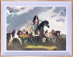 Doris Clare Zinkeisen, 'La dea Epona, signora dei puledri' inglese, olio