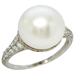 Doris Duke's Platinum Diamond and Natural Pearl Ring, Circa 1900