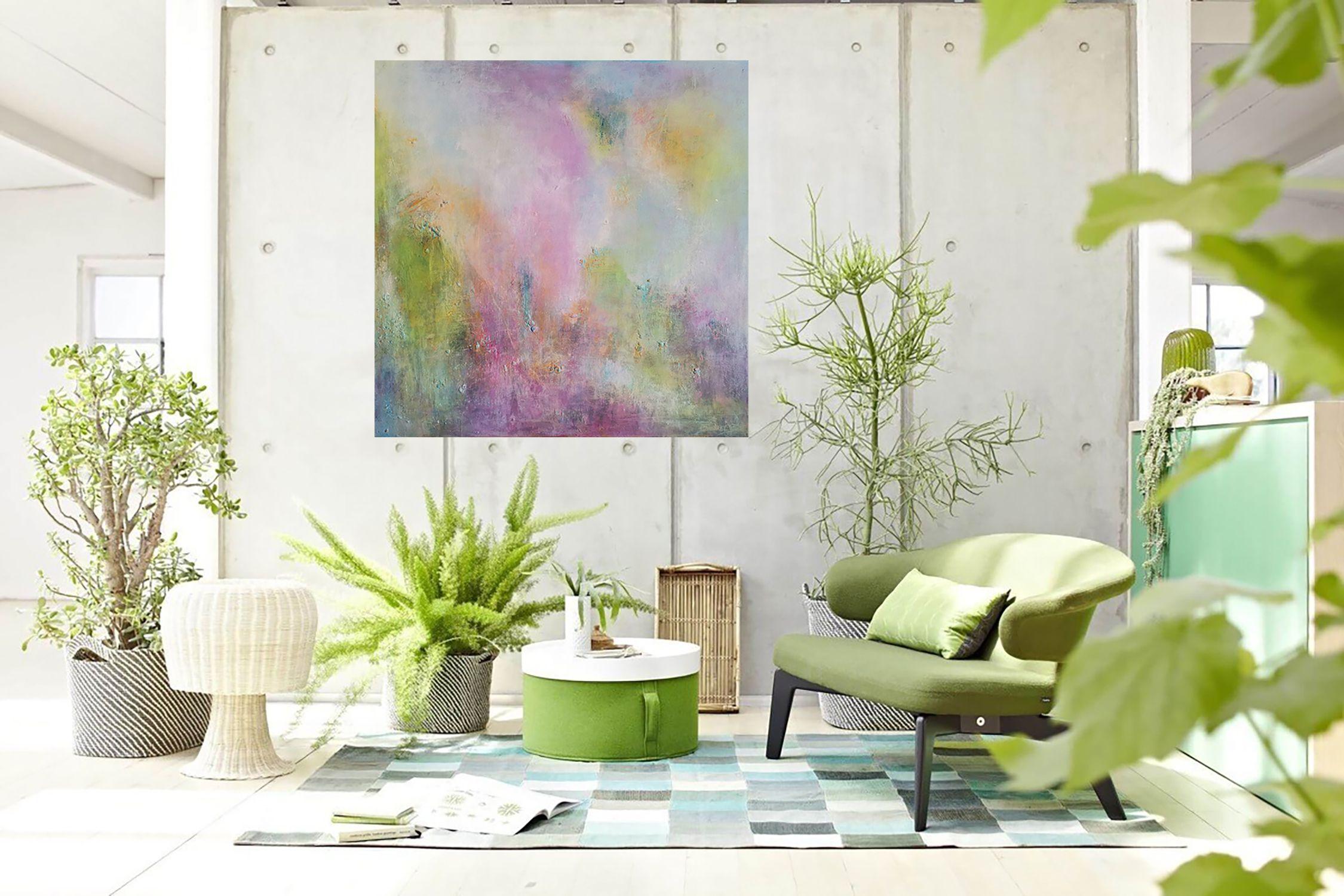 Dancing with colours, Painting, Acrylic on Canvas - Gray Abstract Painting by Doris Duschelbauer