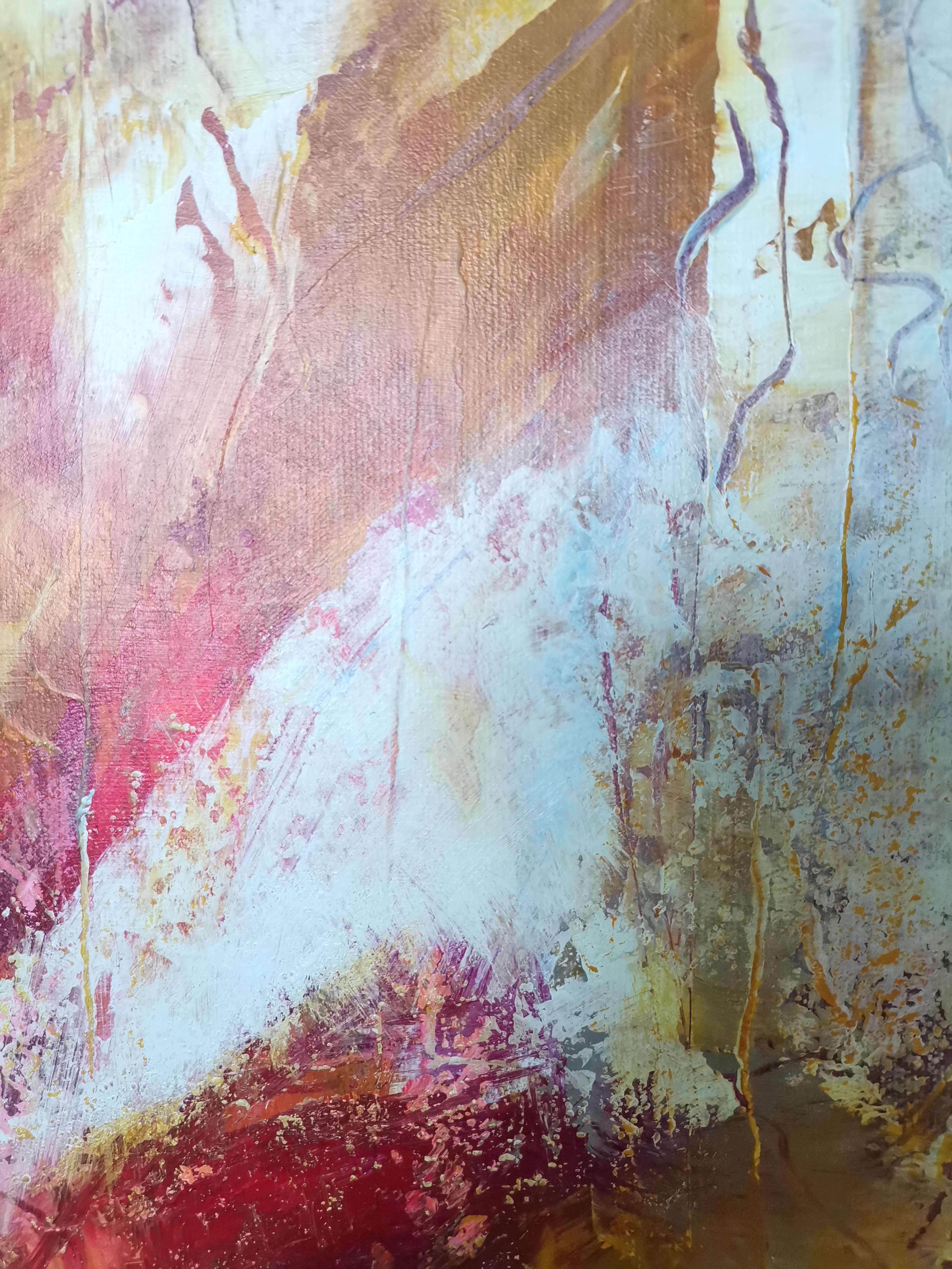 Energieblisch, Gemälde, Acryl auf Leinwand (Grau), Abstract Painting, von Doris Duschelbauer
