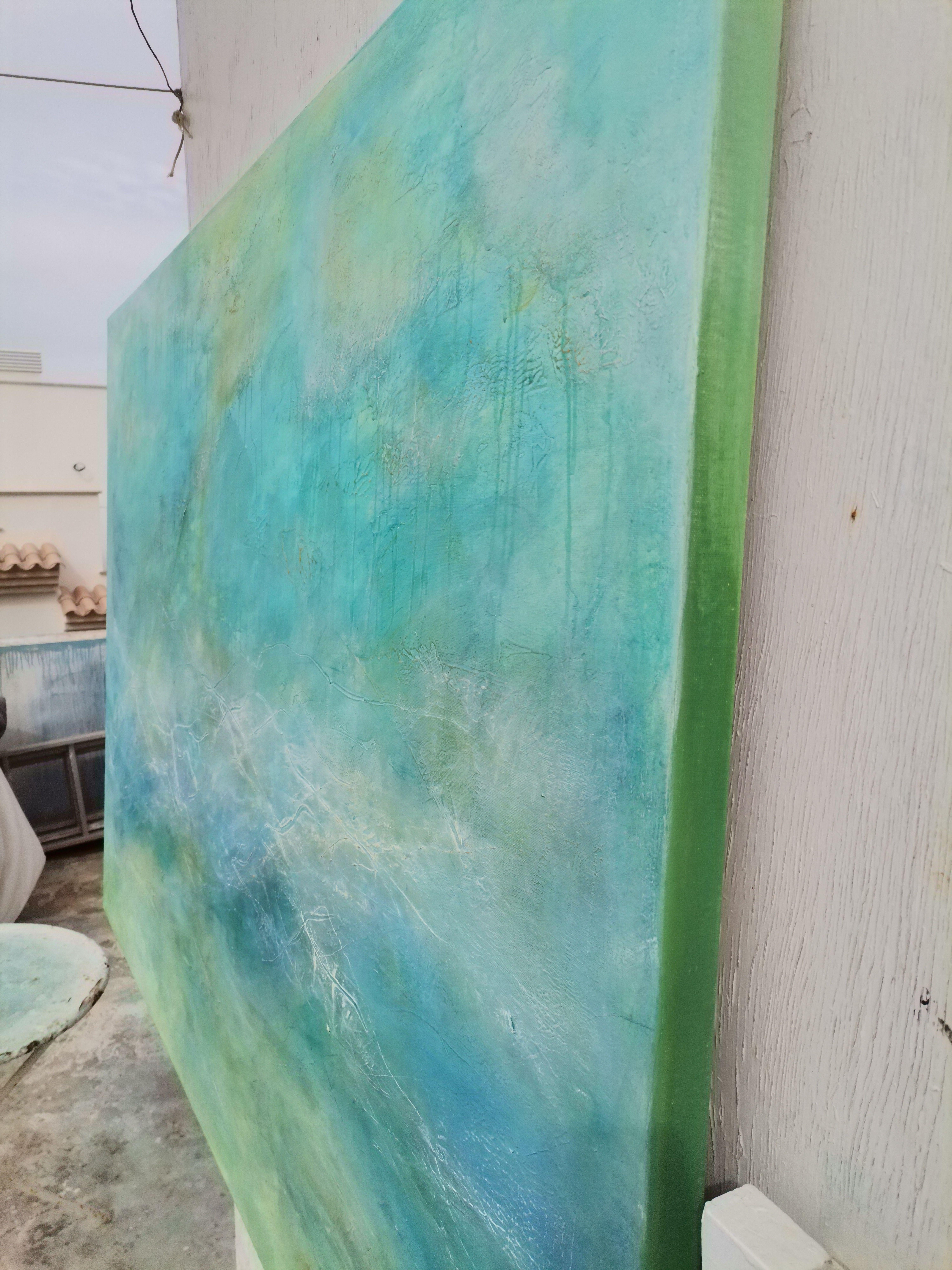 Gemalt, um die sich ständig entwickelnden Formen und Muster einzufangen, die durch die subtile Bewegung und Transparenz des Wassers in Kombination mit den Lichtreflexen auf abstrakte Weise entstehen.    Solange ich denken kann, male ich Wasser in