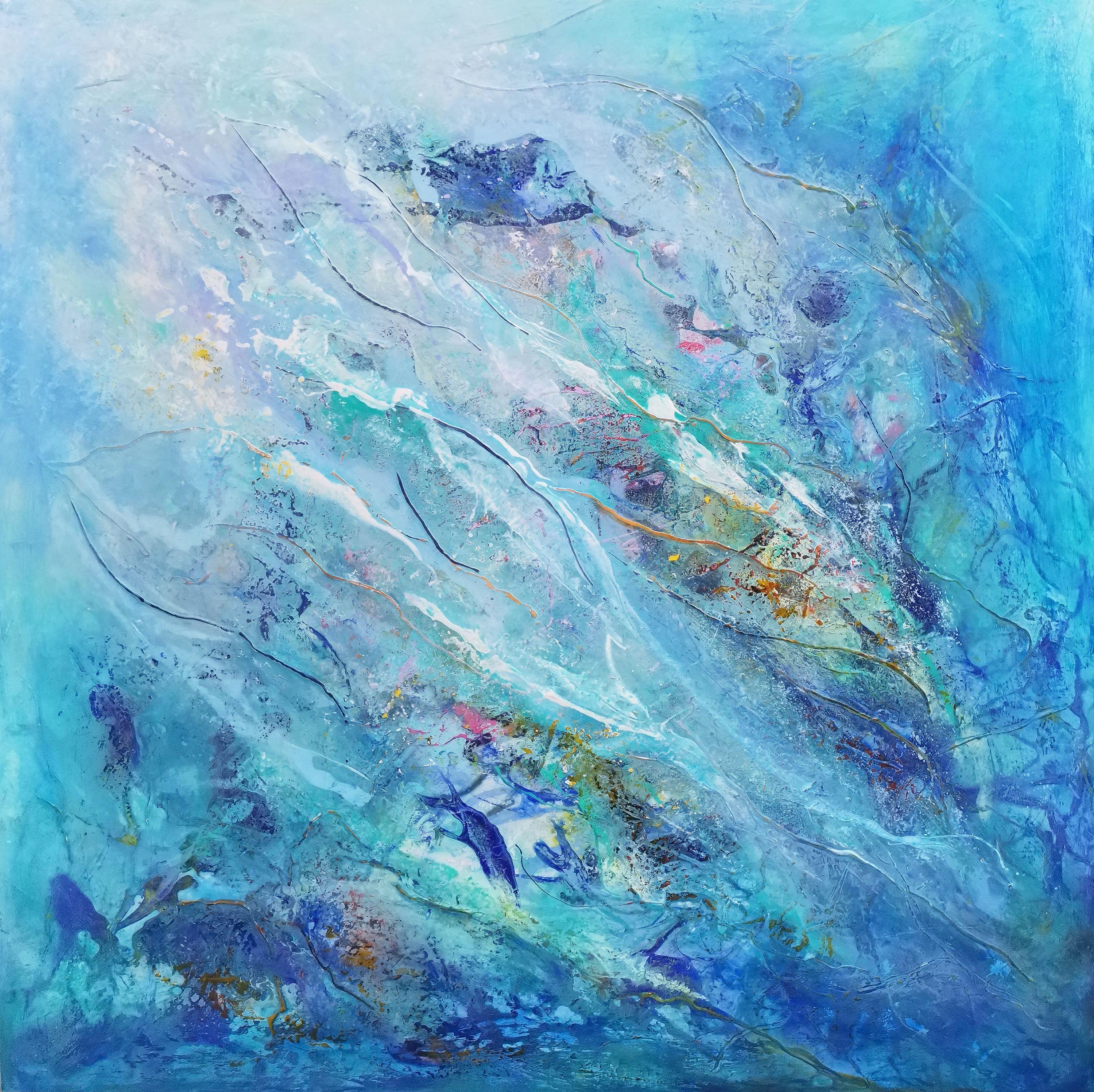 Flowing into the depth, Painting, Acrylic on Canvas
