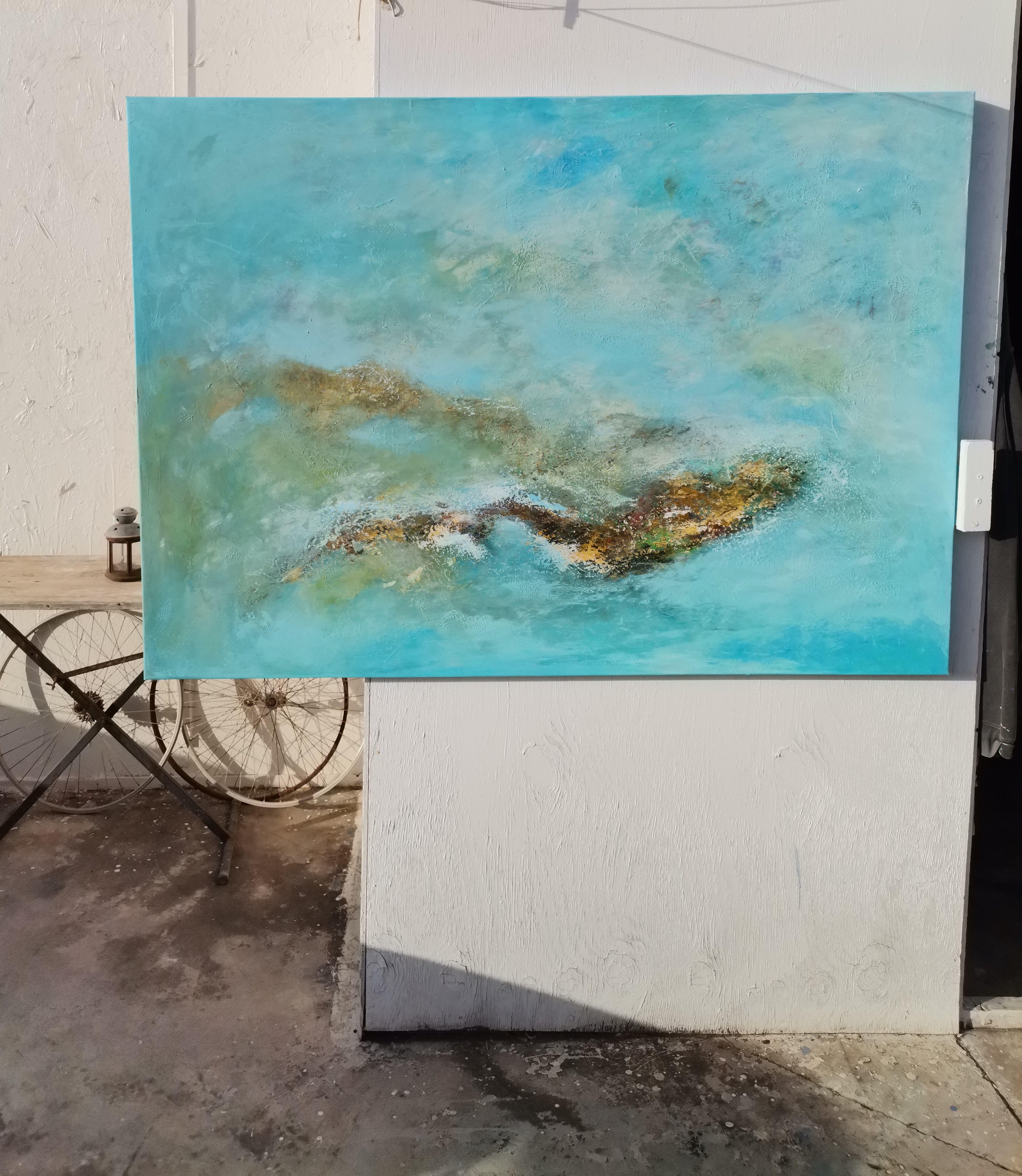 In the shallow of the sea, Gemälde, Acryl auf Leinwand – Painting von Doris Duschelbauer