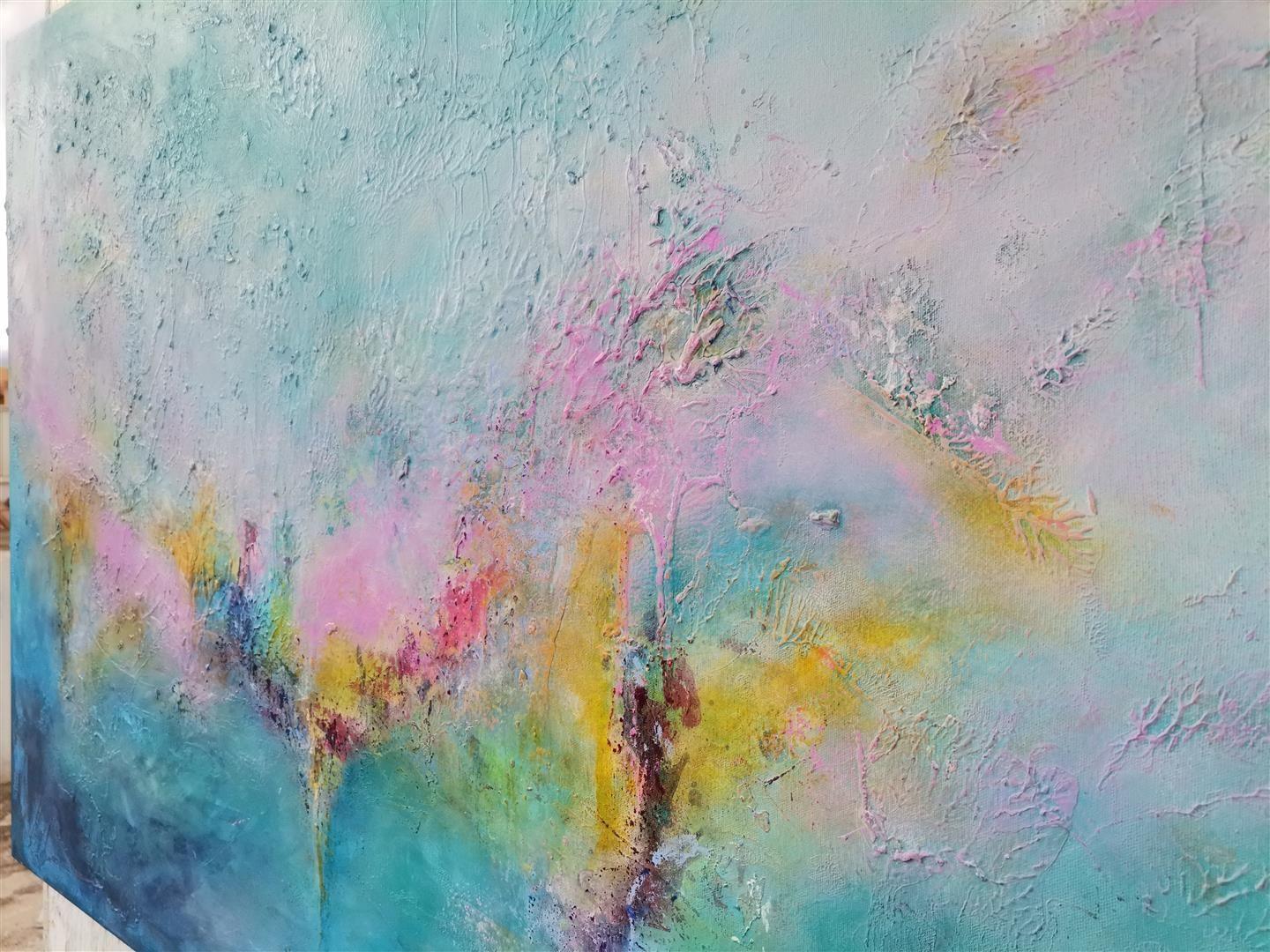 C'est un sentiment, peinture sur toile acrylique - Bleu Abstract Painting par Doris Duschelbauer