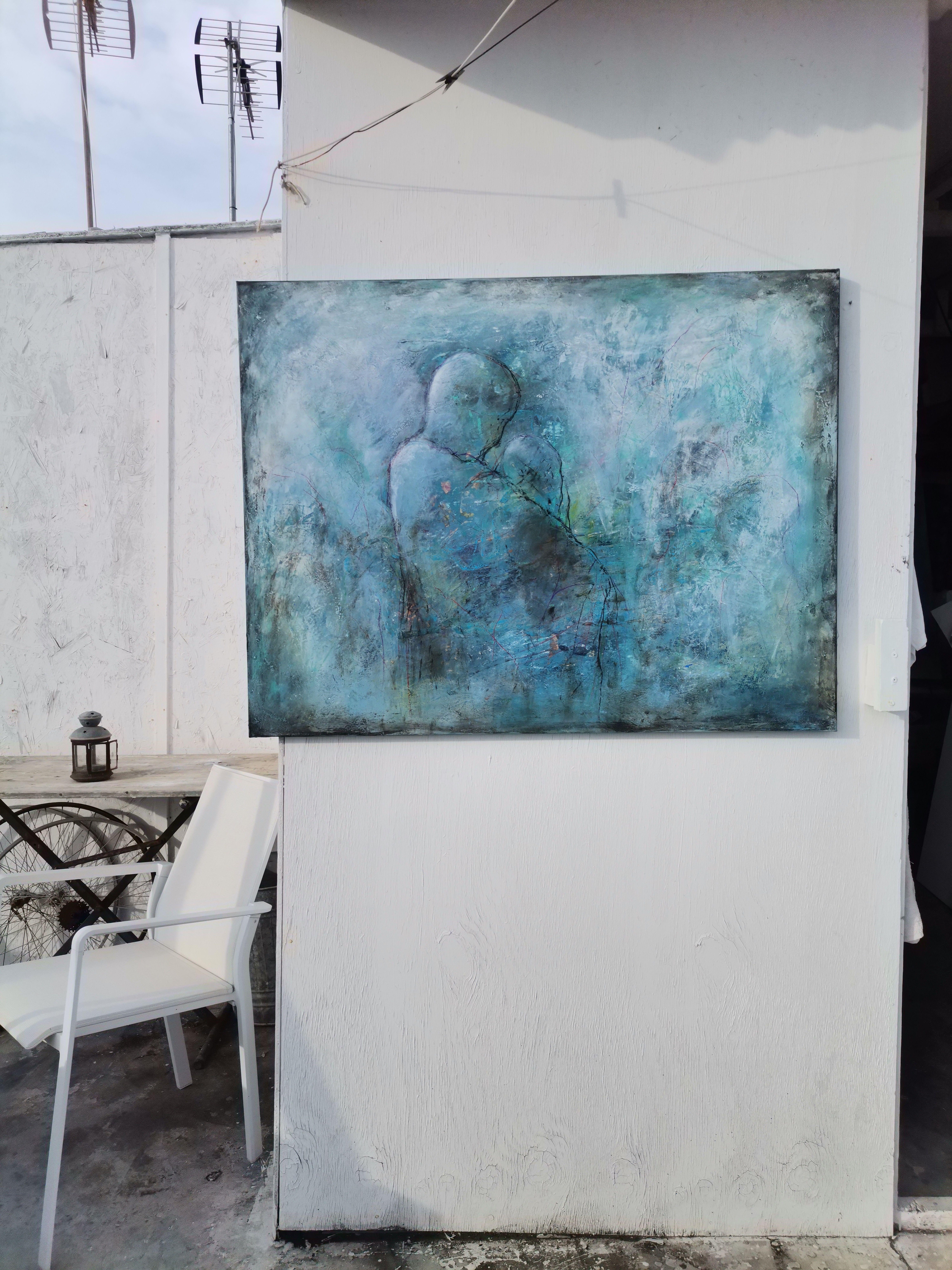 relations et sentiments I, peinture, acrylique sur toile - Expressionniste Painting par Doris Duschelbauer