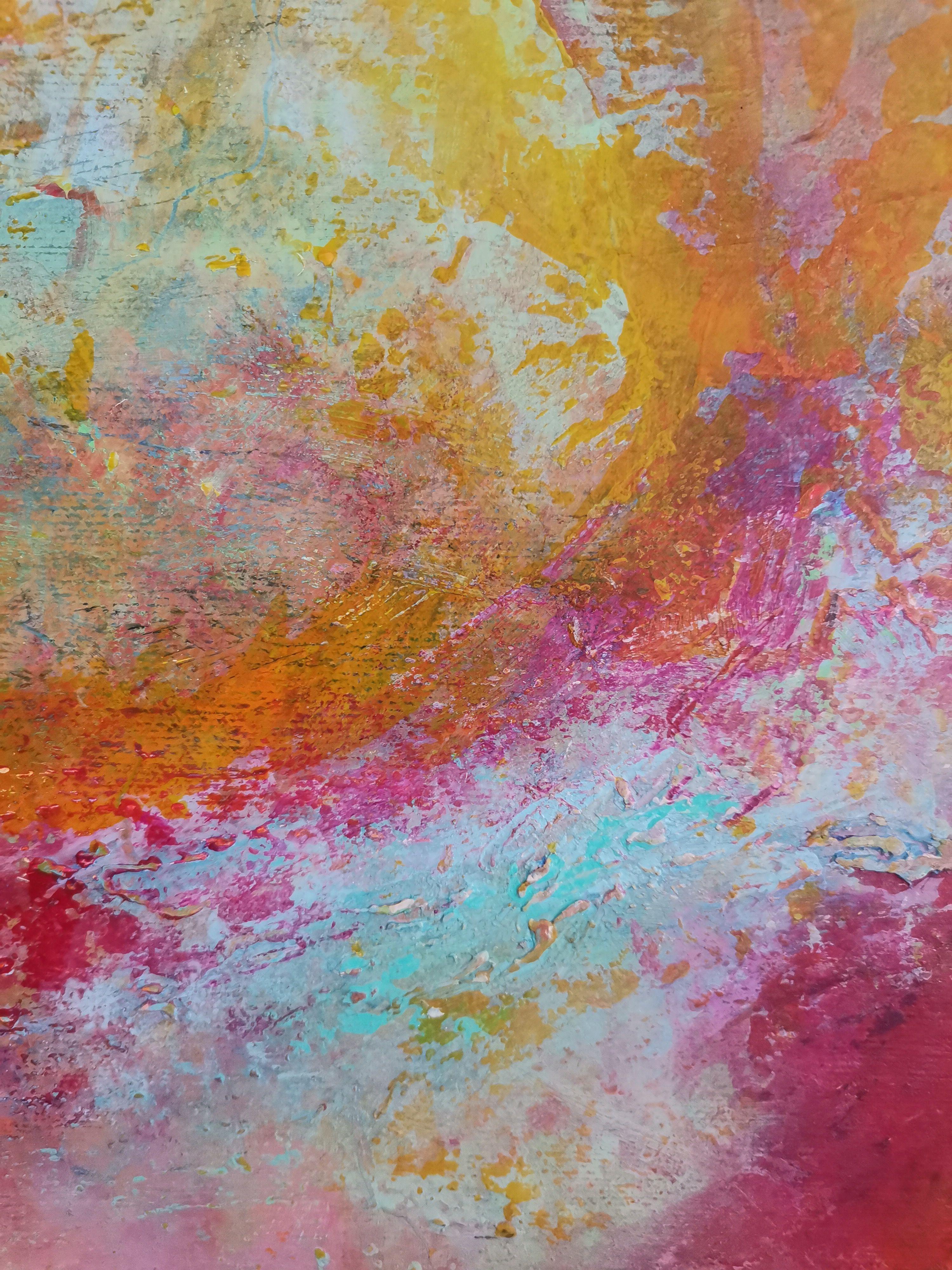Befreien Sie Ihre Energie, Malerei, Acryl auf Leinwand (Braun), Abstract Painting, von Doris Duschelbauer