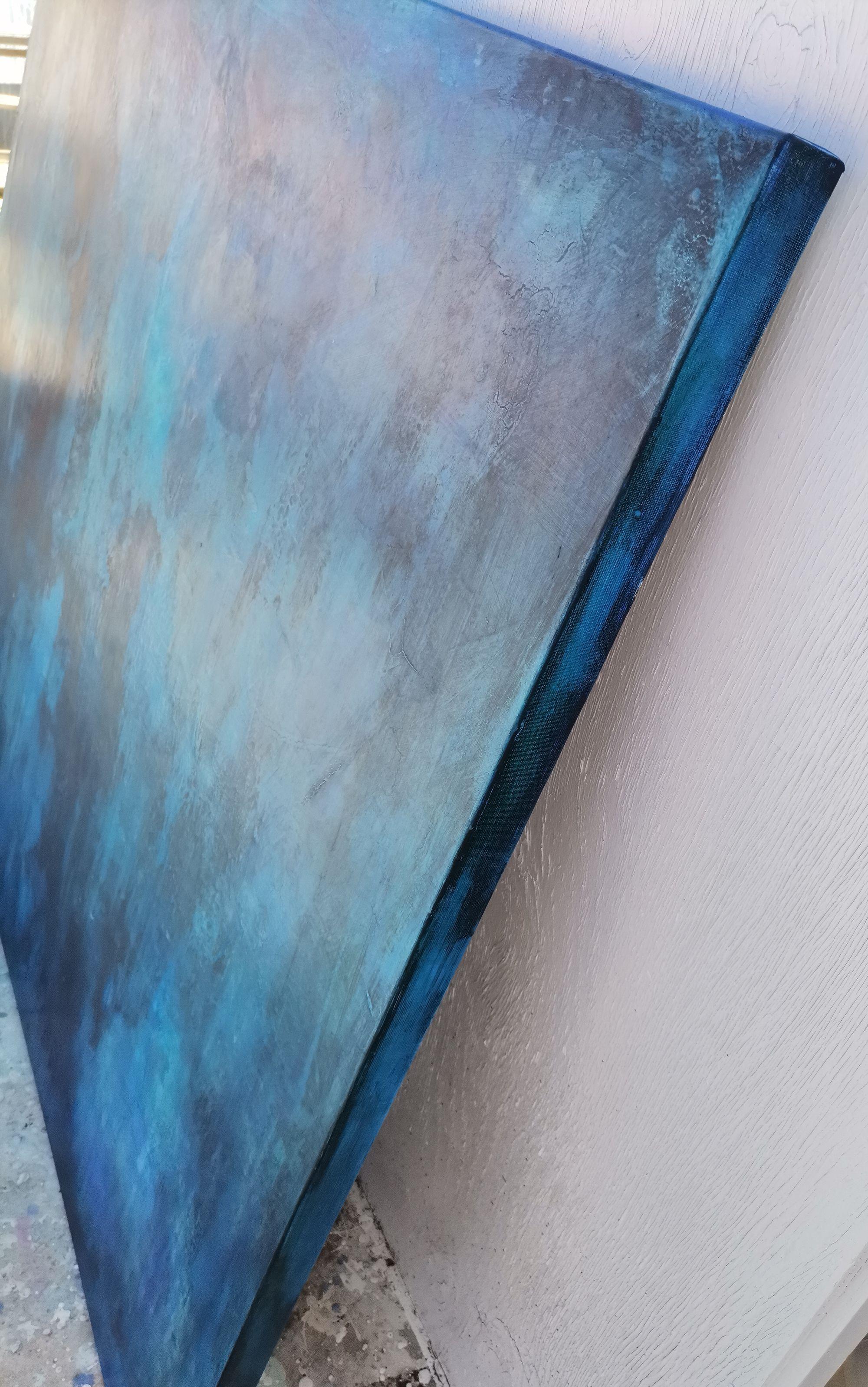 Brillante, Pittura, Acrilico su tela - Abstract Painting Blu di Doris Duschelbauer