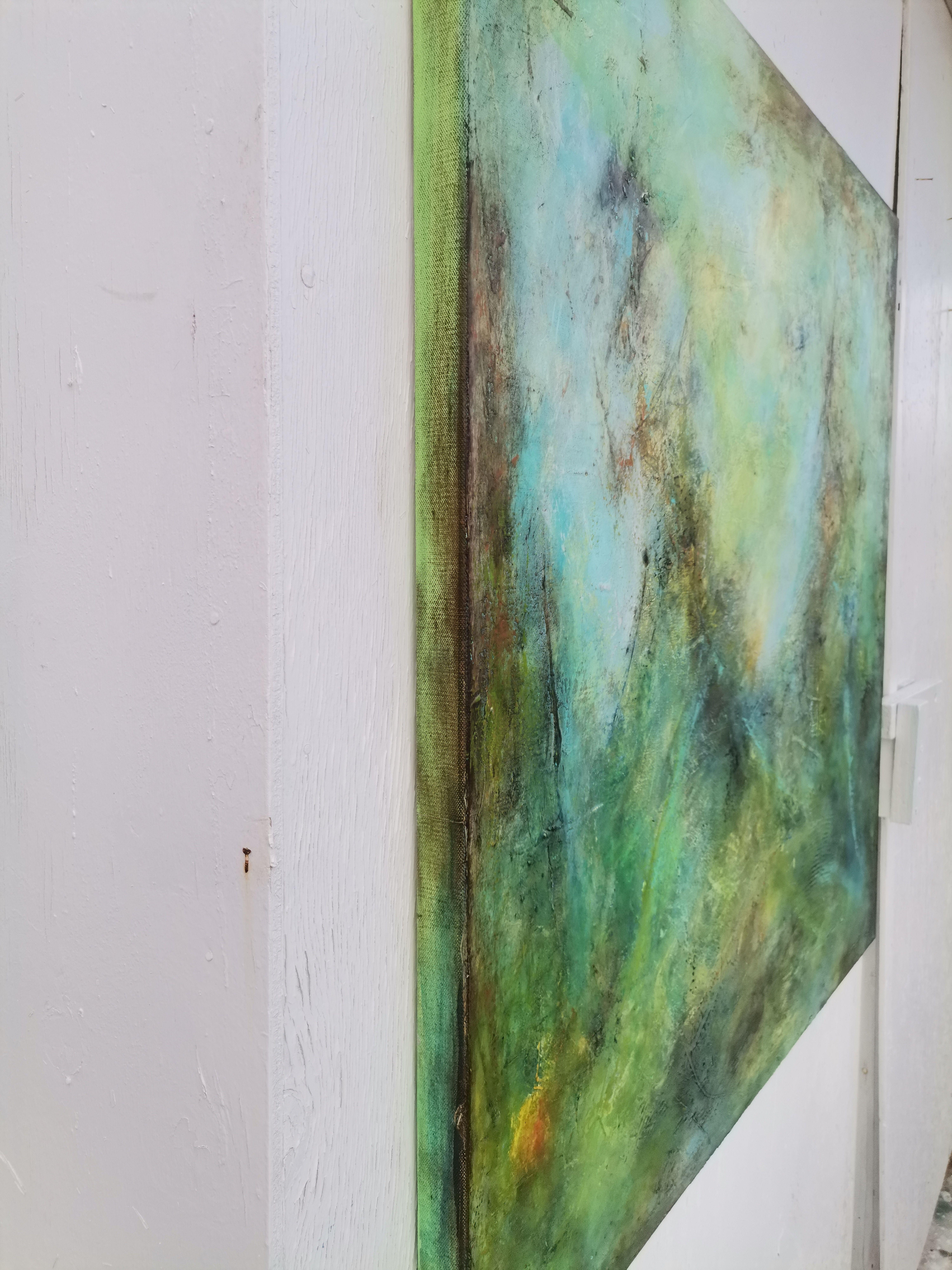 This is not a landscape - Gray Abstract Painting by Doris Duschelbauer