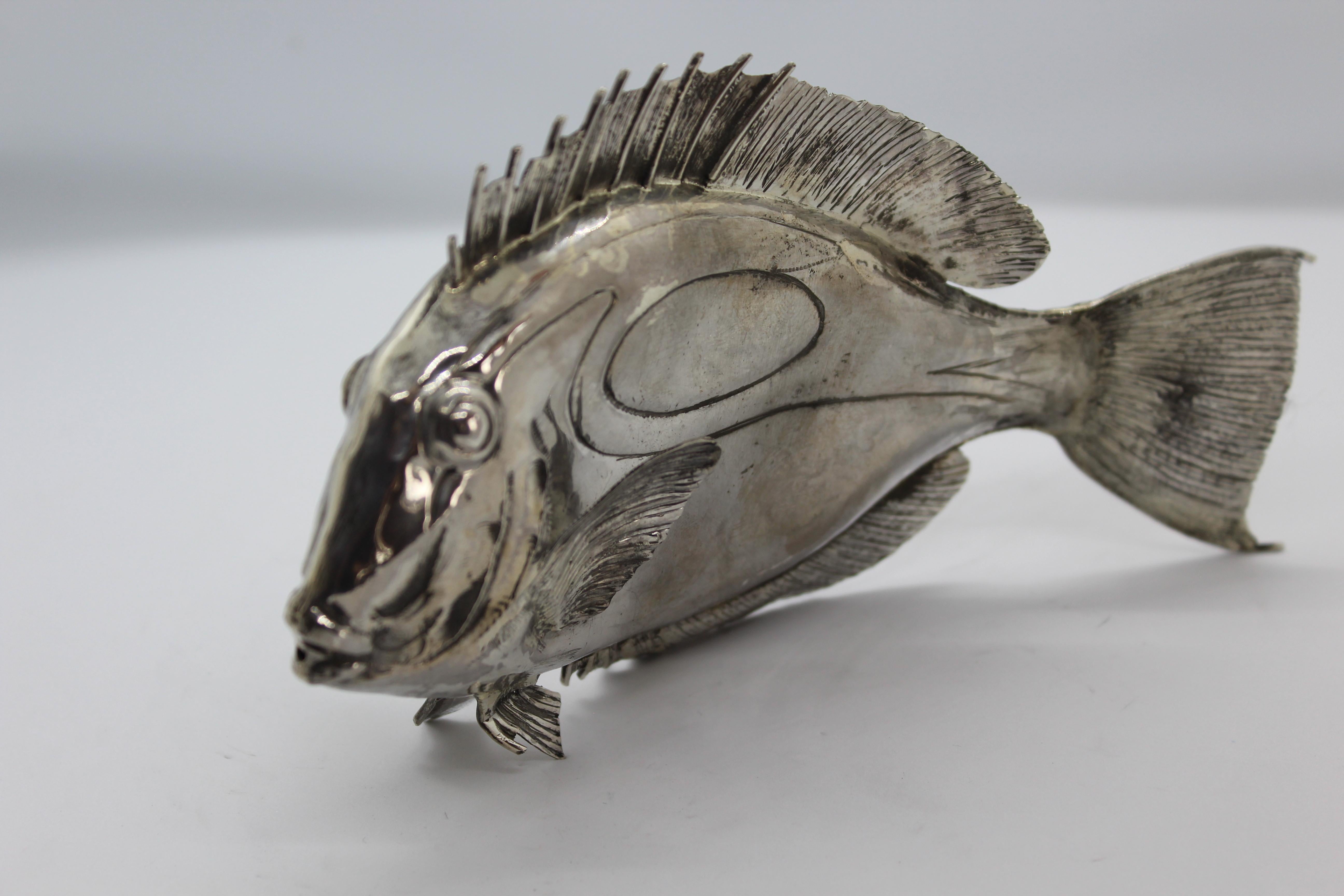 Modern Doris Fish Silver Ornament For Sale