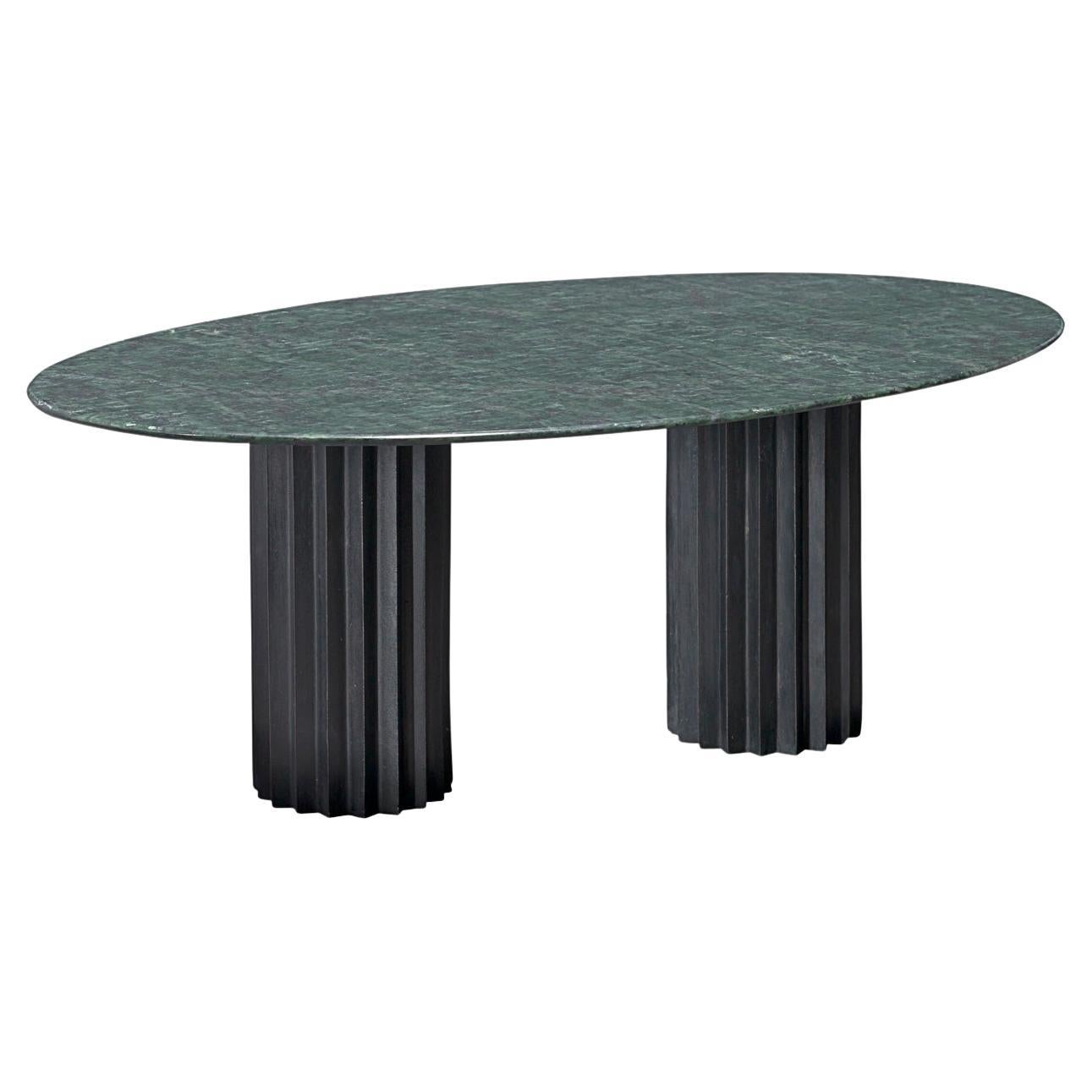 Doris Green Serpentino Marble Oval Dining Table by Fred and Juul For Sale