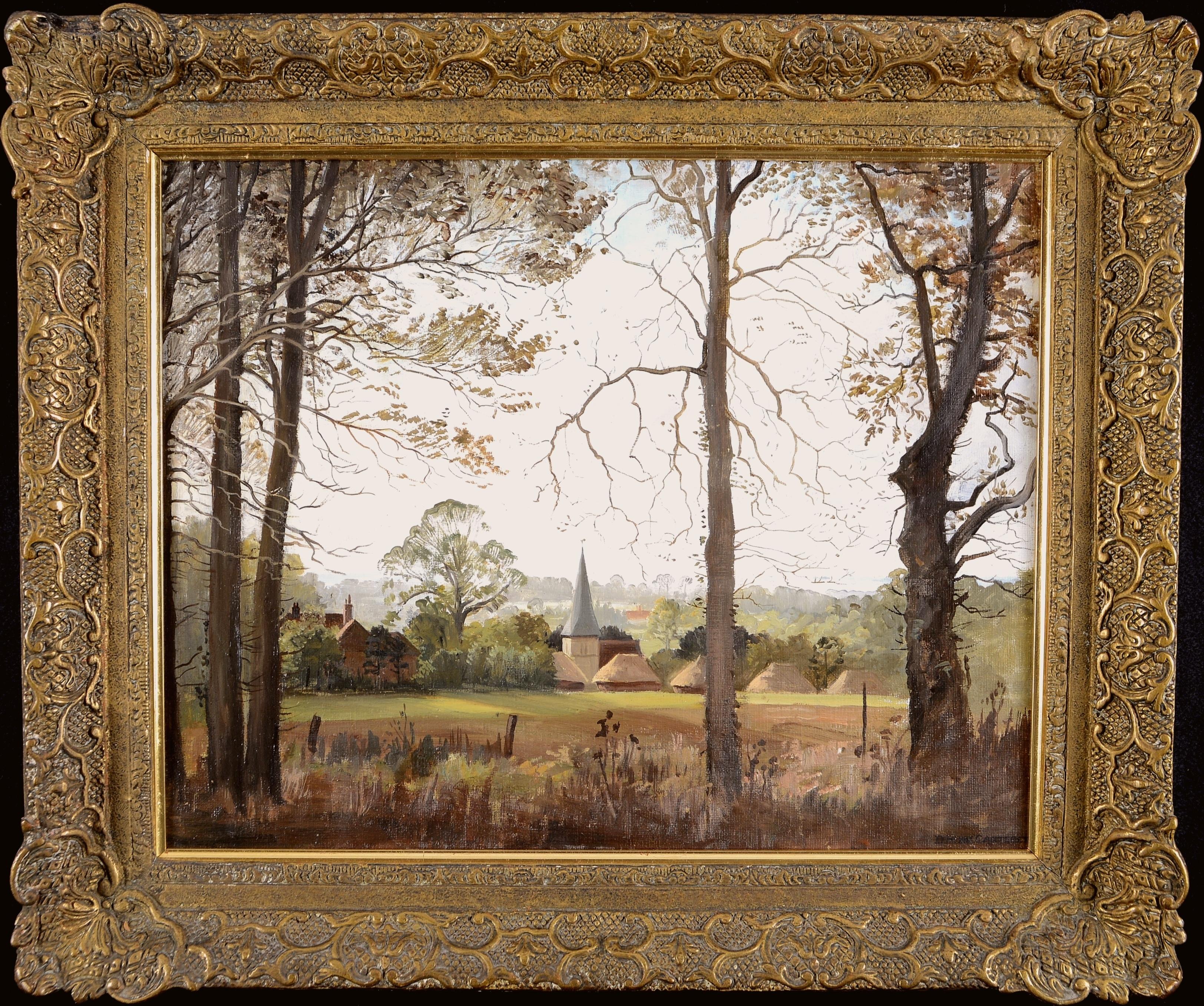 Sussex Landschaft - Englische Sommer Heuhaufen Land Malerei aus dem frühen 20.