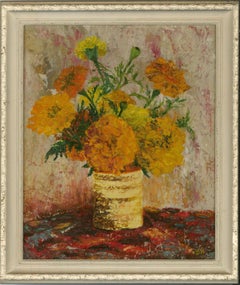 Doris Hellawell - Signed Mid 20th Century Oil, African Marigolds