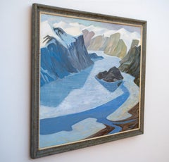 Pangnirtung - famous glacial fiord near Arctic circle, rocks and blue ice