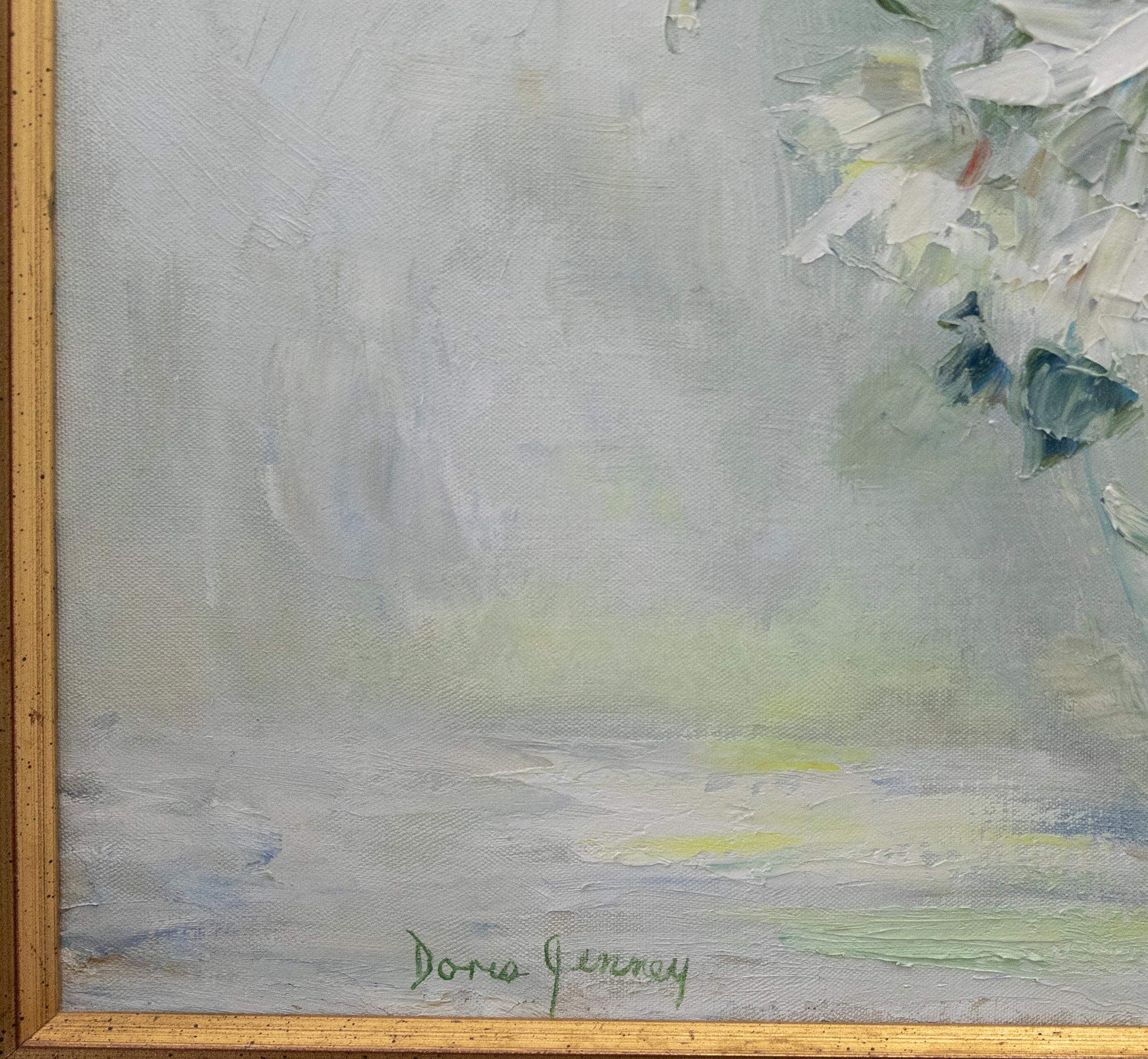 Doris Jenney (1912-1996) - American School 20th Century Oil, Dahlia White Star For Sale 3