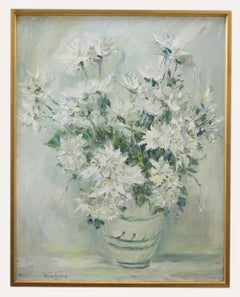 Doris Jenney (1912-1996) - American School 20. Jahrhundert Öl, Dahlia Weißer Stern, Dahlia Weißer Stern