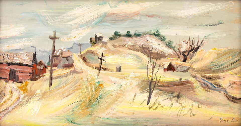Doris Lee American Scene Landscape, Colorado Mountain Town, Modernist Art