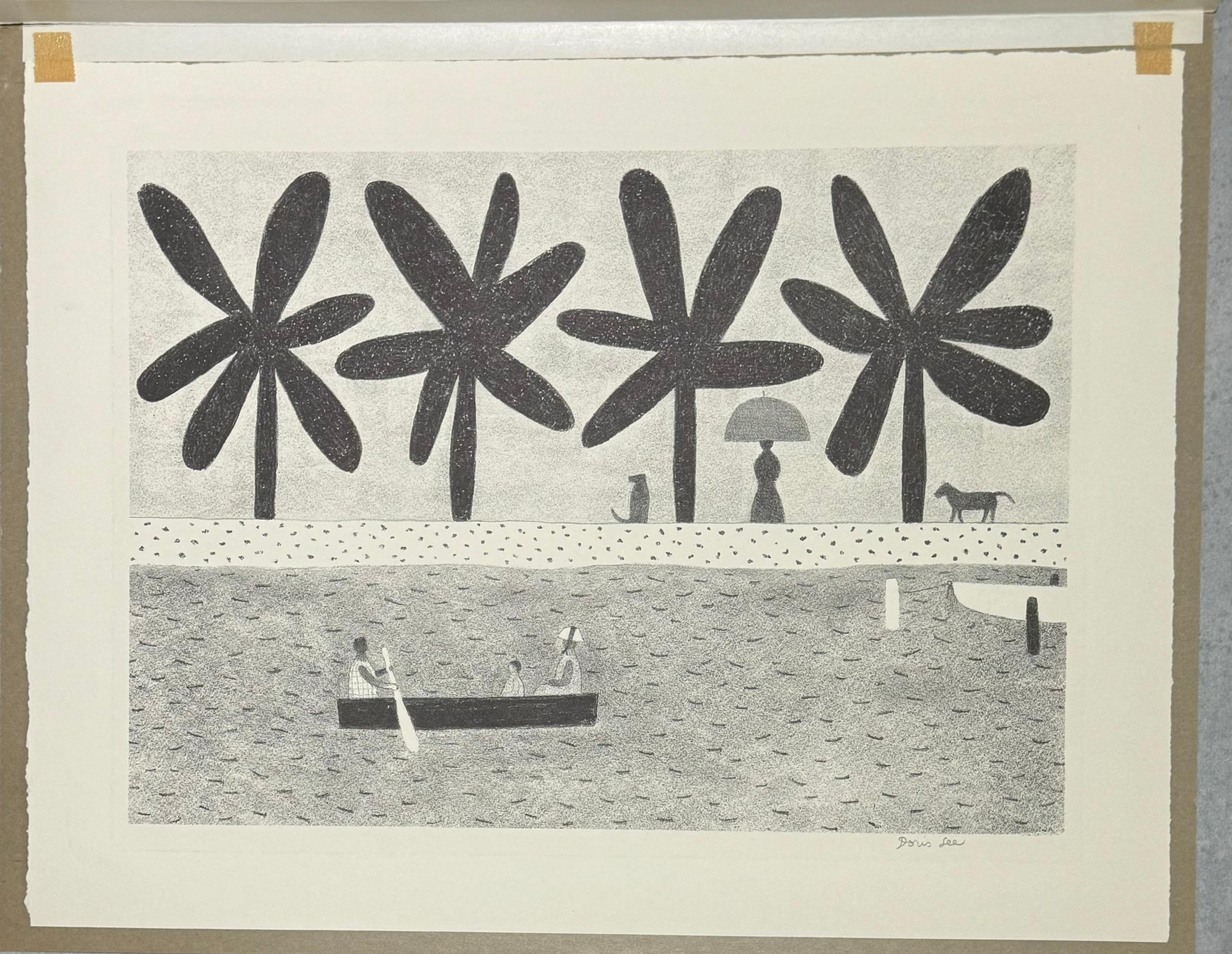 1961 Modernista FOLK ART Litografia originale a matita 
