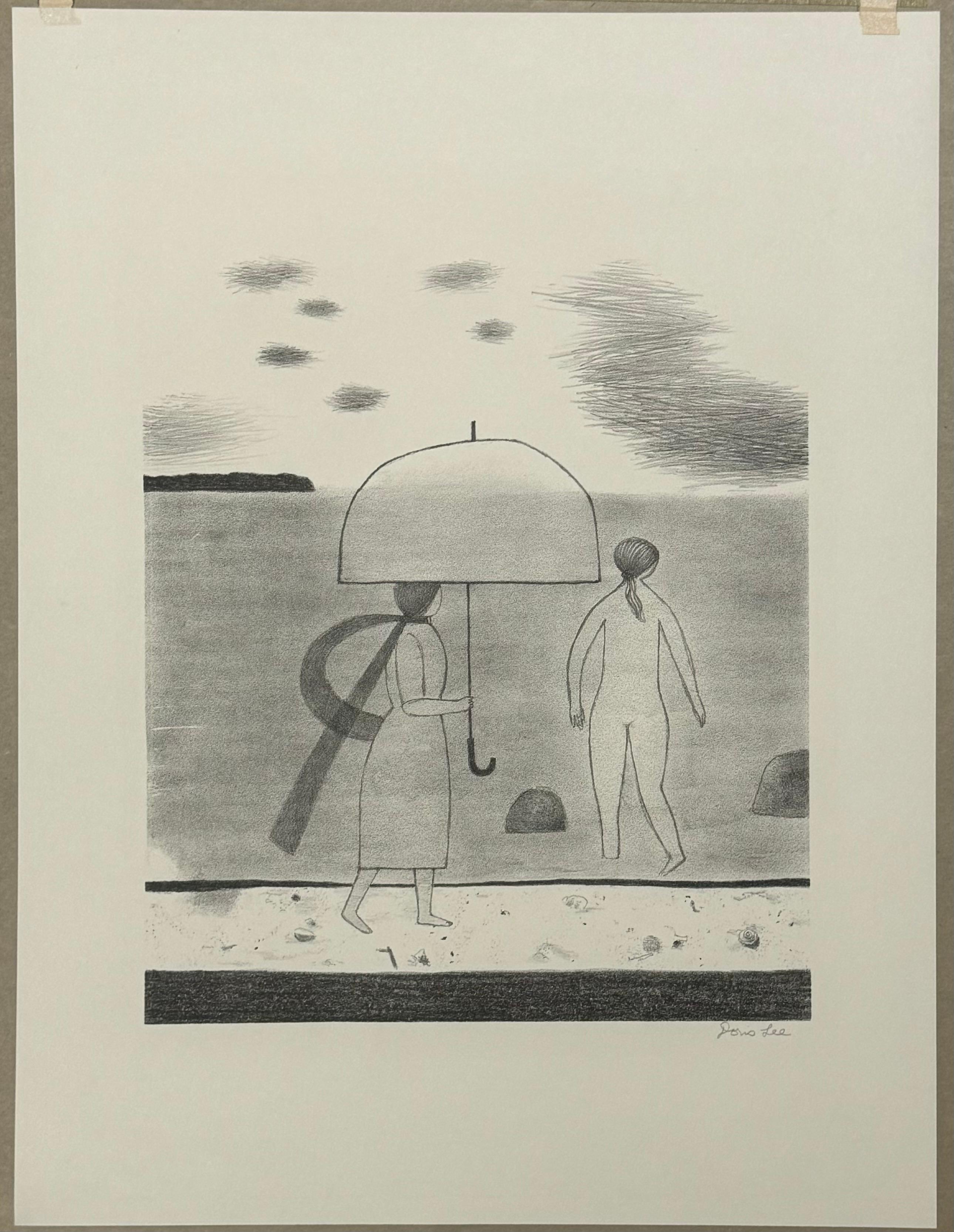 Modernista FOLK ART Litografia originale a matita 