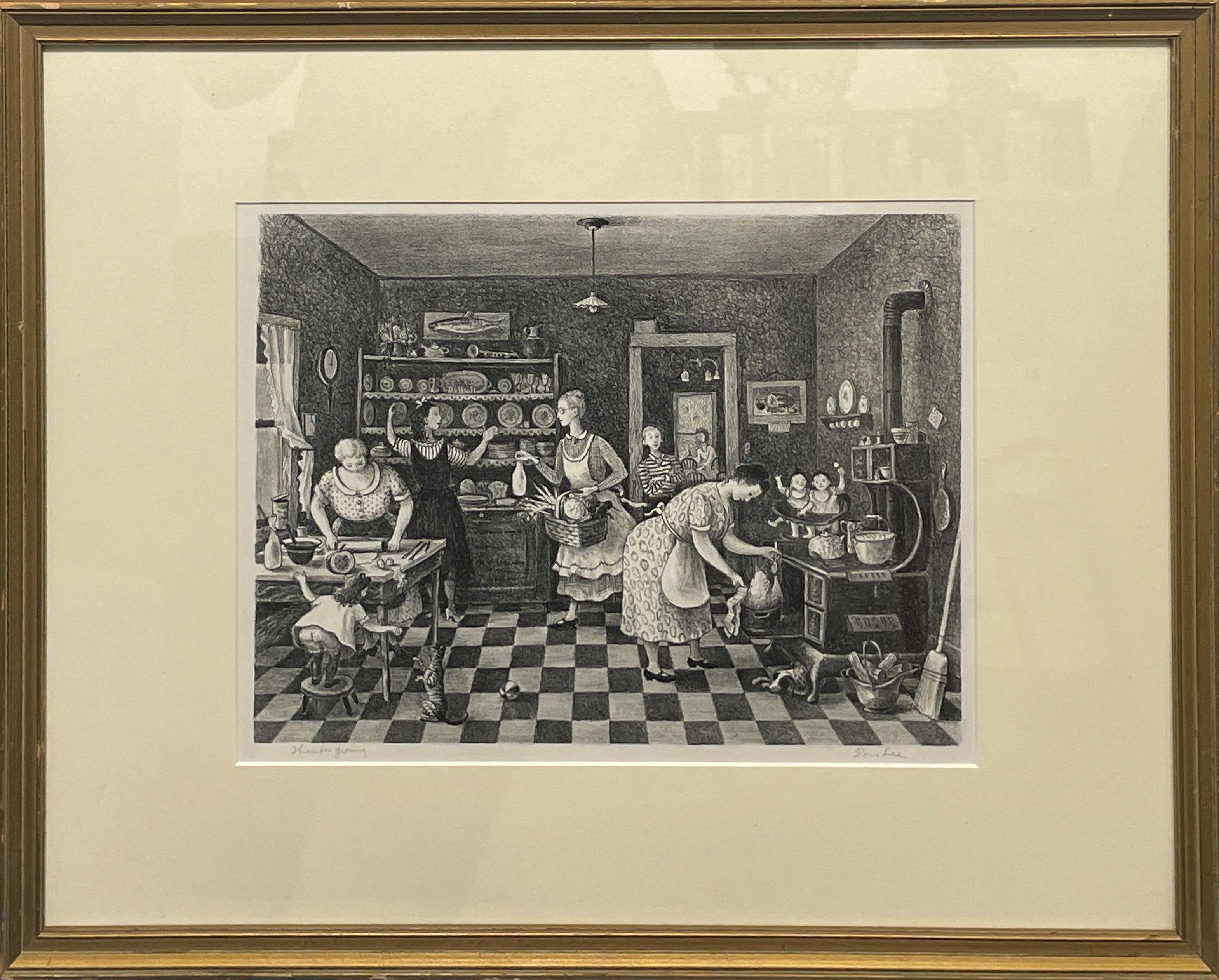 „Thanksgiving“ Doris Lee, Familieninterieur, Genre-Szene, Americana, WPA, Woodstock 1