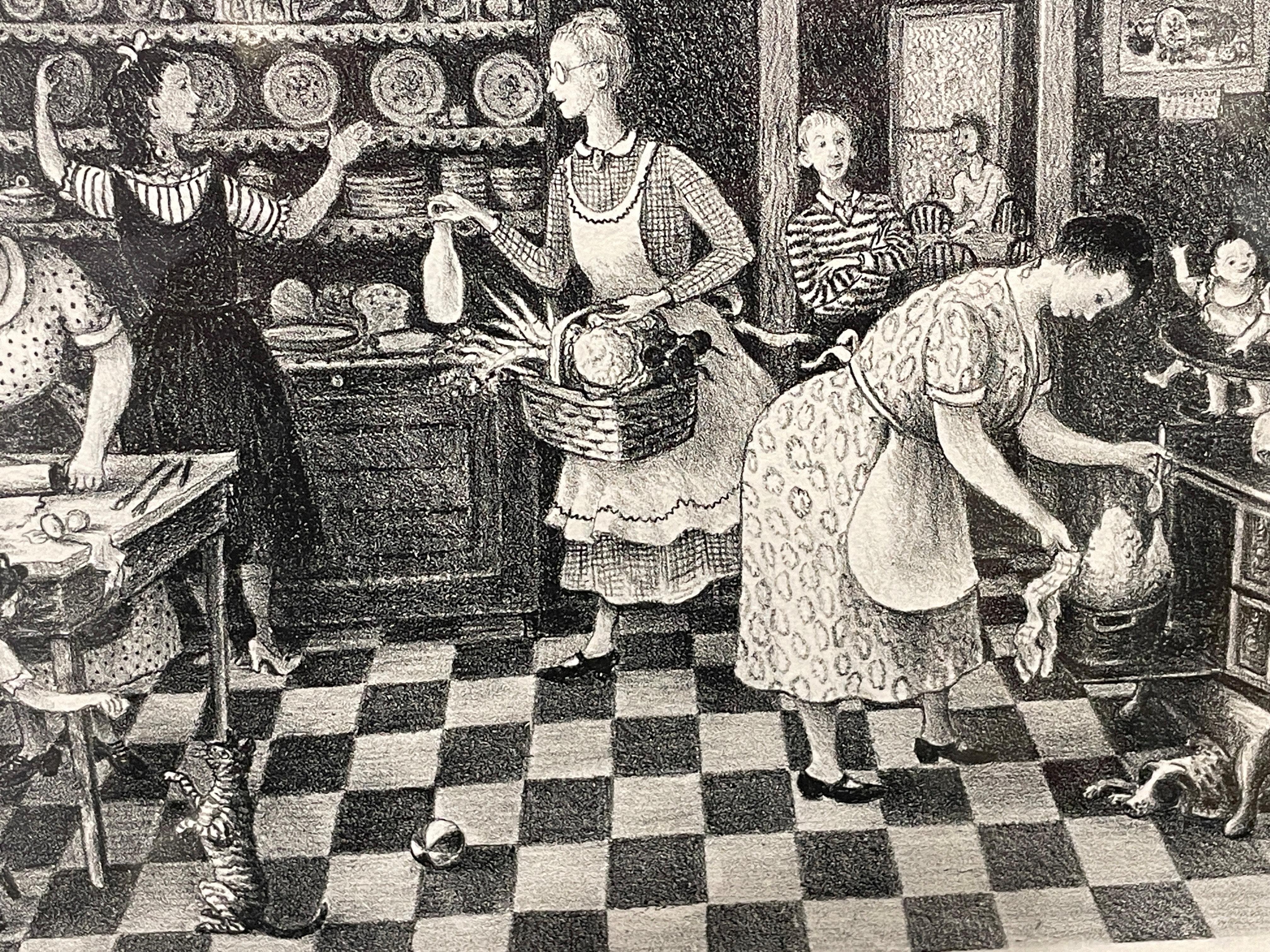„Thanksgiving“ Doris Lee, Familieninterieur, Genre-Szene, Americana, WPA, Woodstock 2