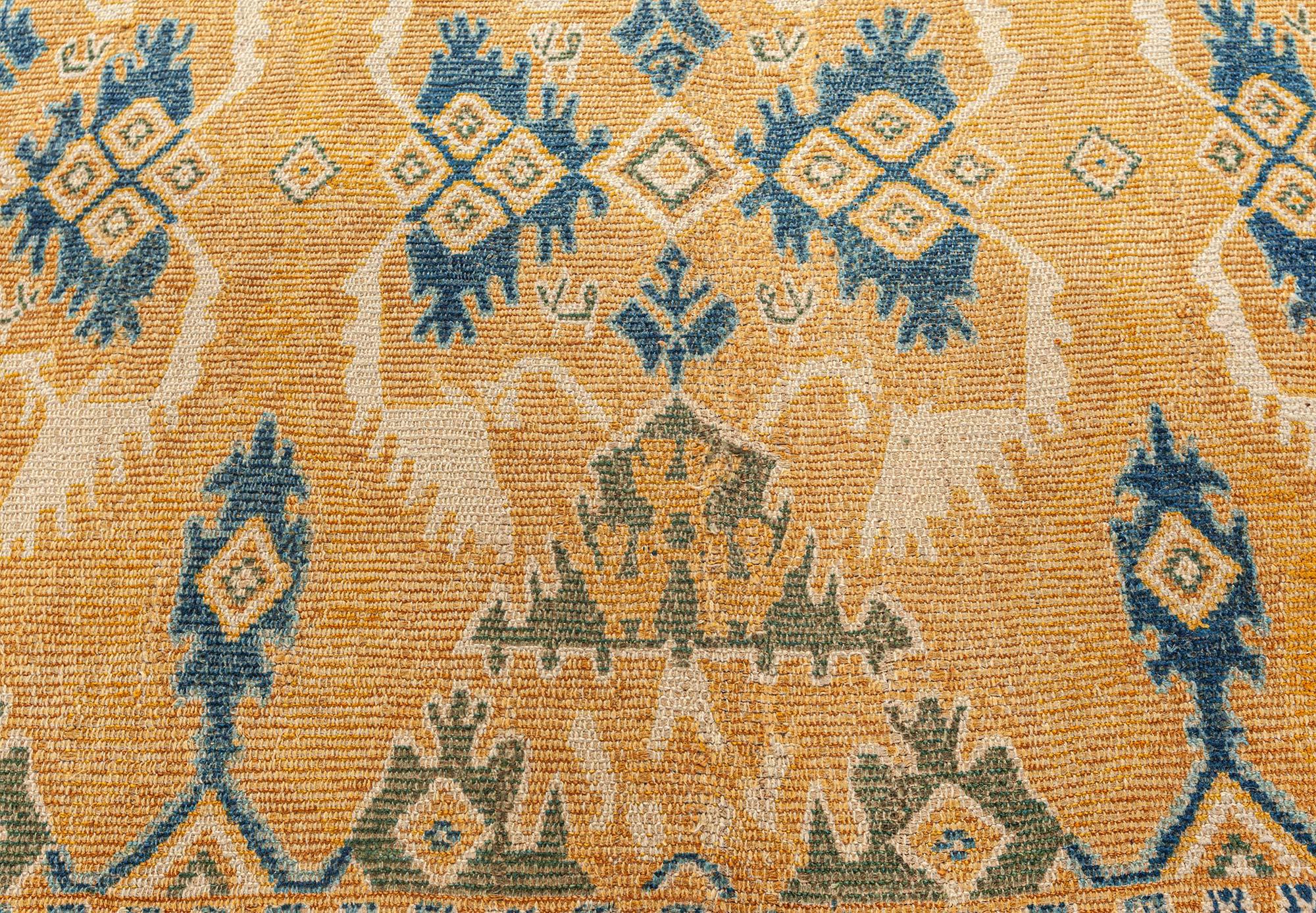 Tappeto Cuenca spagnolo del XVII secolo (dimensioni adattate) - Raffinato patrimonio iberico in forma vibrante
Dimensioni: 7'1