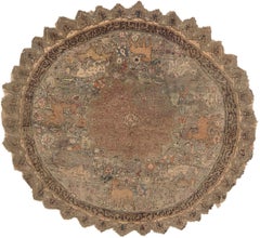 Doris Leslie Blau 1880s Antique Turkish Round Silk & Metal Thread Rug