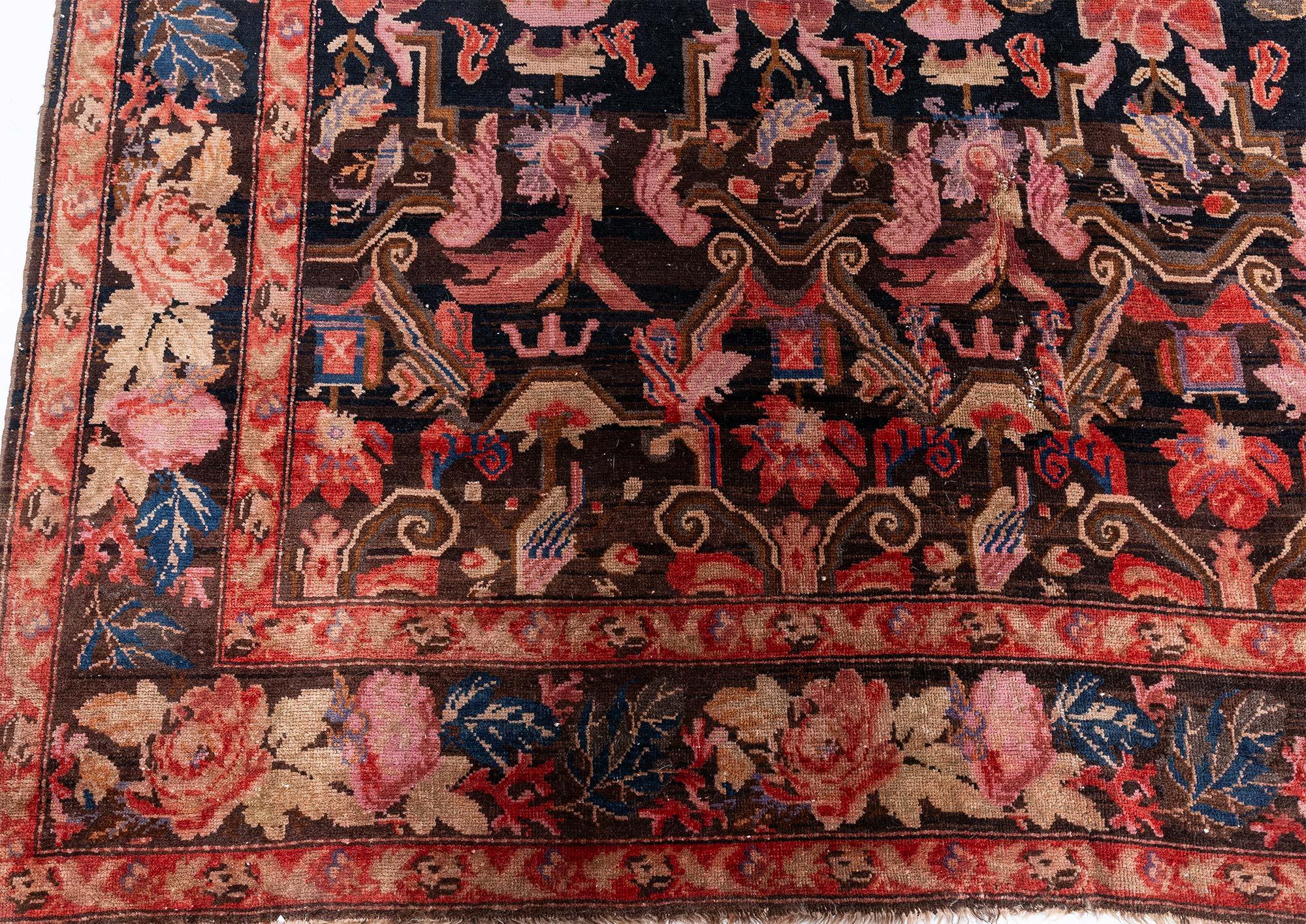 Caucasian Doris Leslie Blau 1900s Karabagh Botanic Handmade Wool Rug For Sale