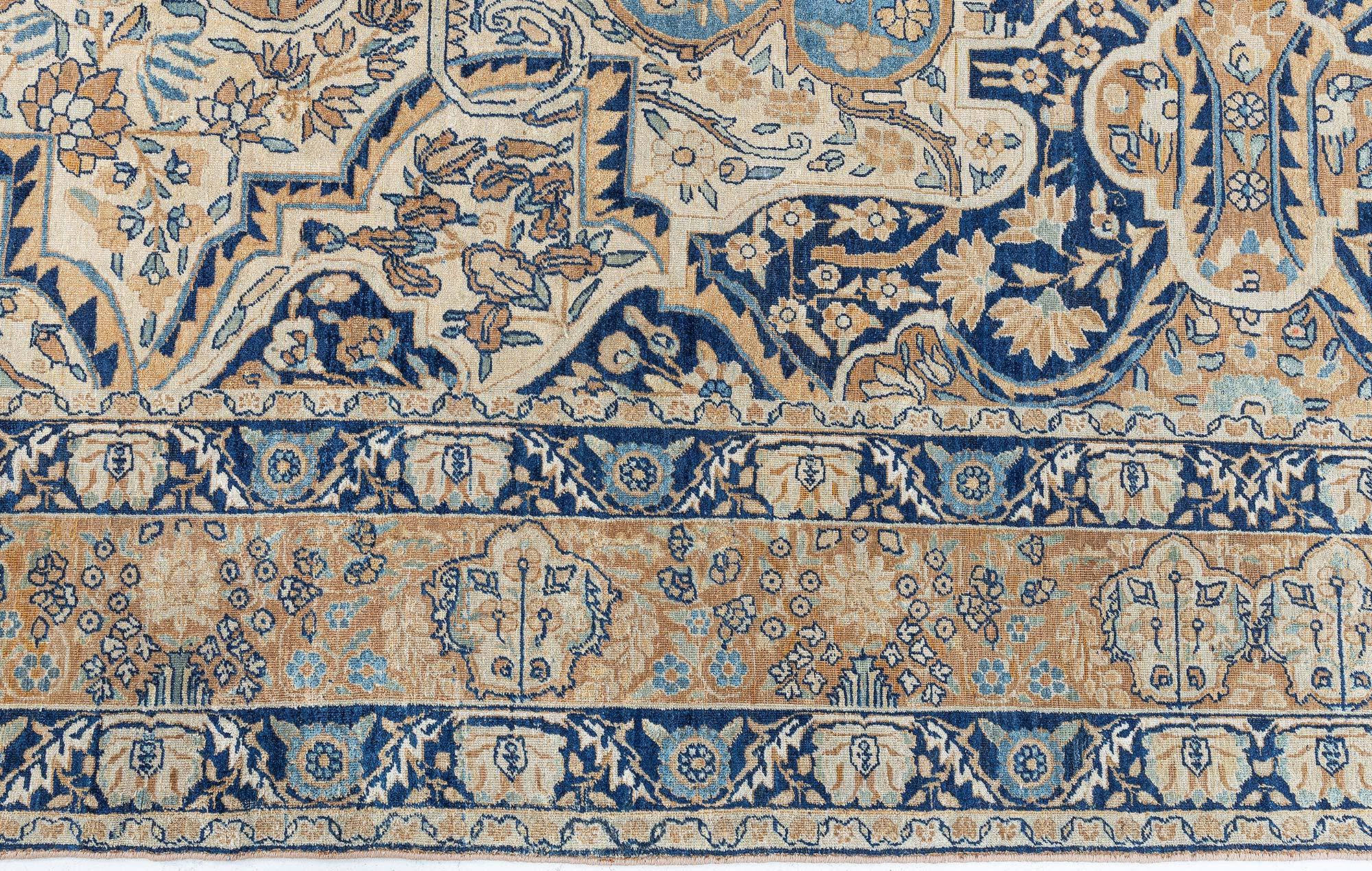 Laine Tapis persan Kirman botanique fait à la main Doris Leslie Blau des années 1900 en vente