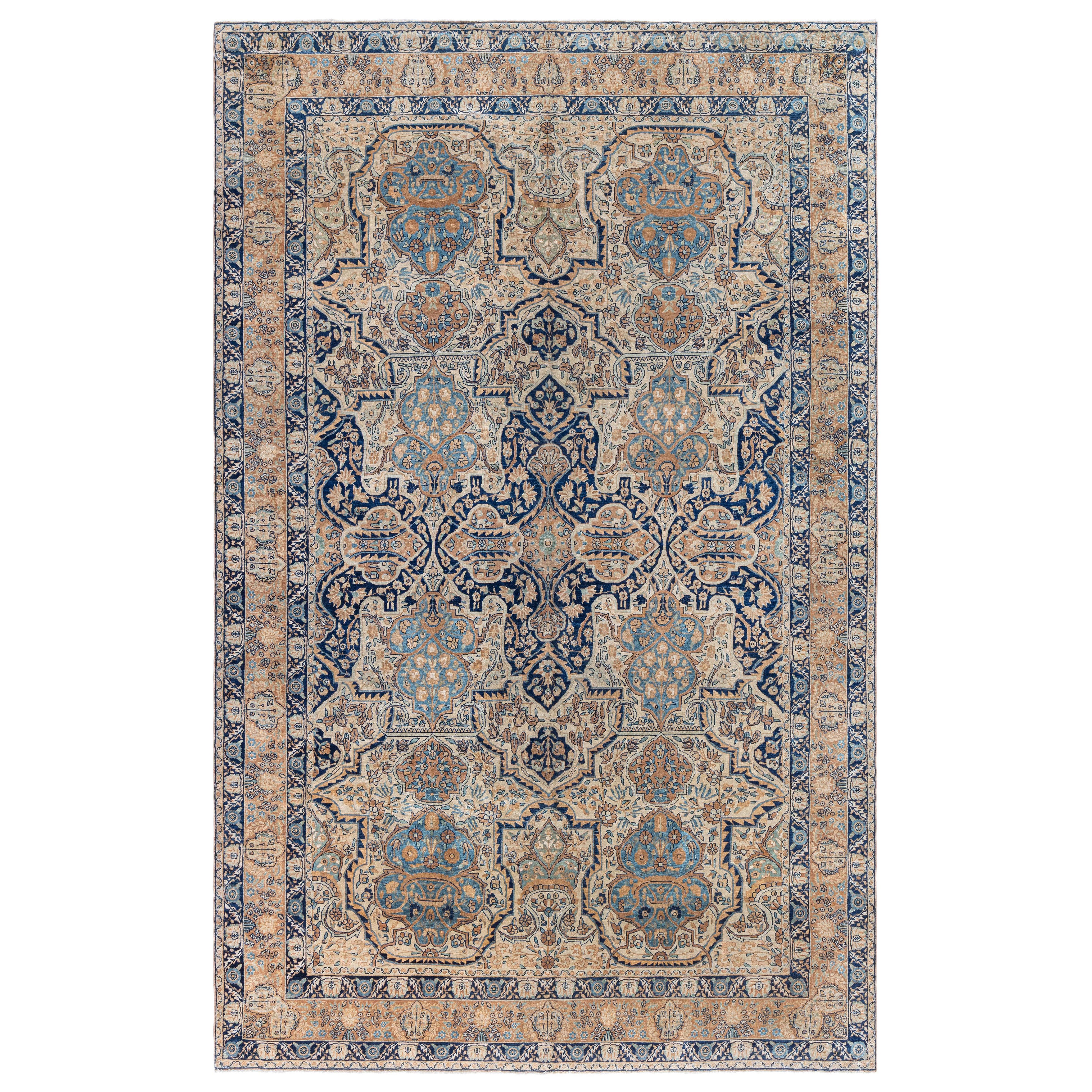Doris Leslie Blau 1900s Persian Kirman Botanic Handmade Wool Rug