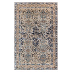 Doris Leslie Blau 1900er Jahre Persischer Kirman Botanic Handgefertigter Wollteppich