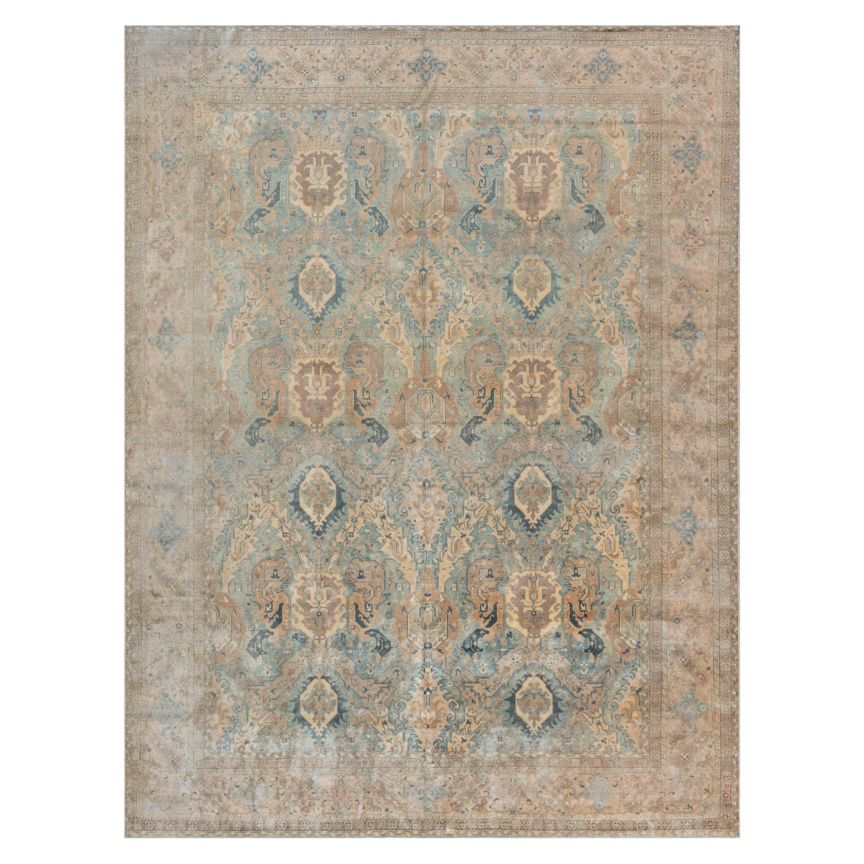 Doris Leslie Blau 1900s Persian Tabriz Botanic Handwoven Wool Rug