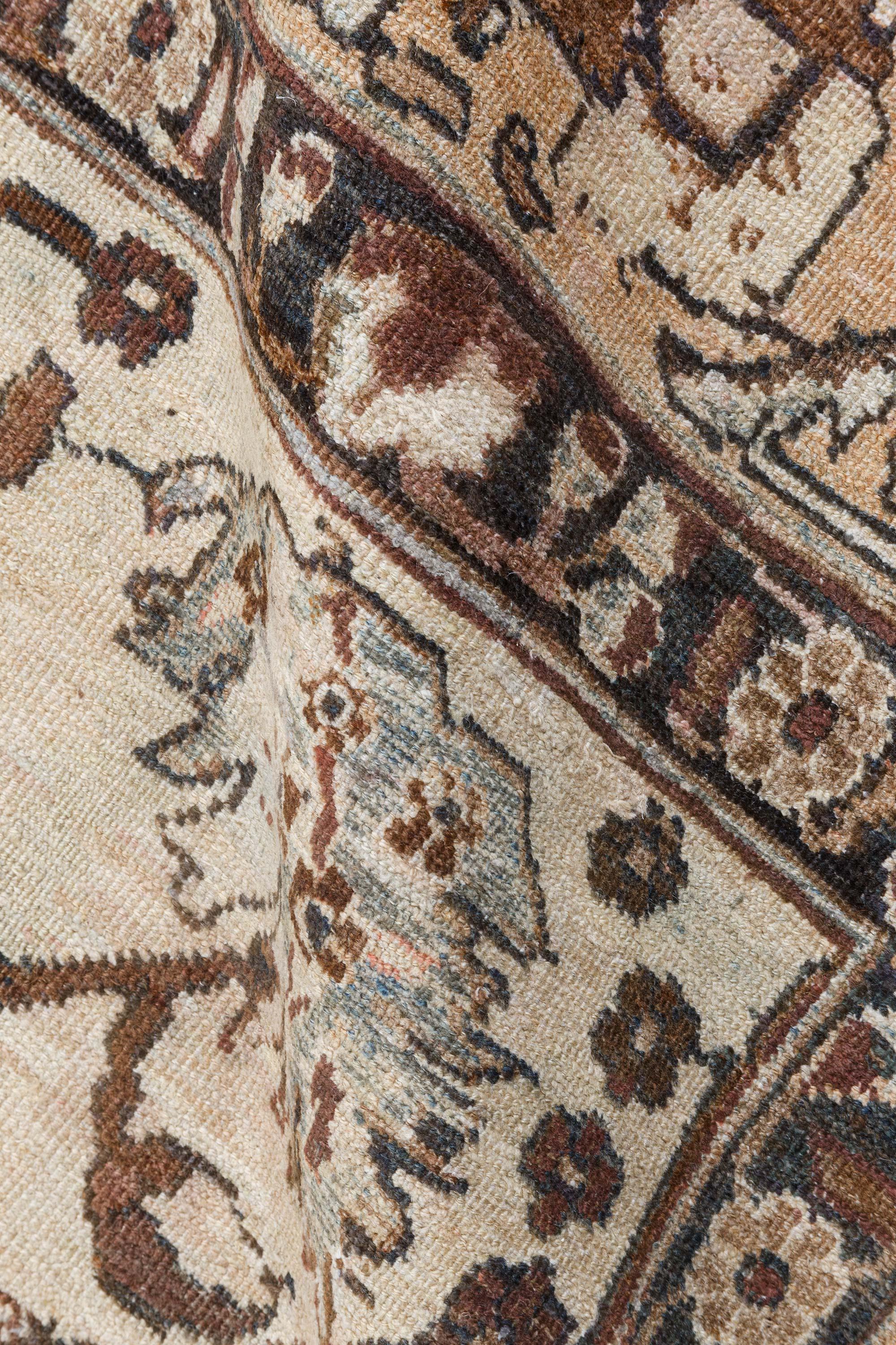 Laine Doris Leslie Blau 1900s Tabriz Ivoire, bleu, Brown Tapis de laine fait main en vente