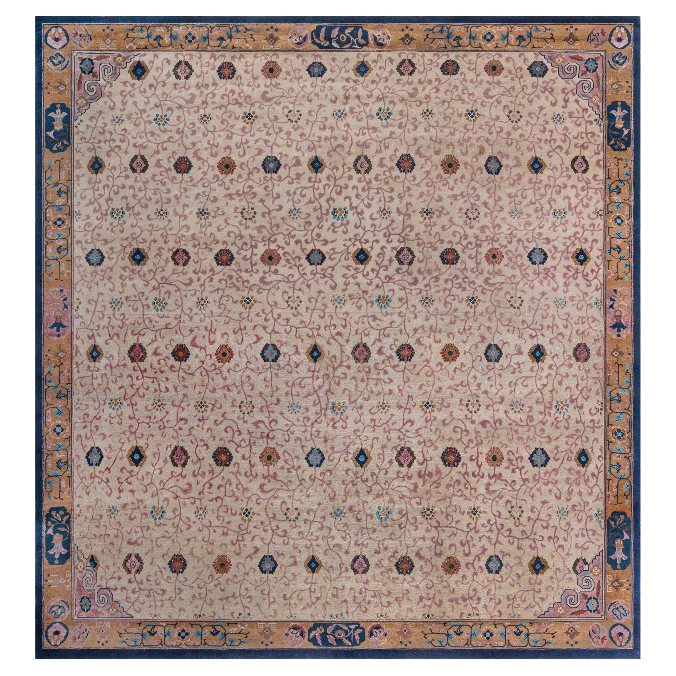Doris Leslie Blau Tapis art déco chinois des années 1920 aux pastels doux (Taille ajustée) en vente