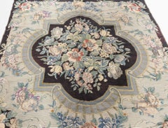 Doris Leslie Blau 1920s English Needlepoint Rug with Floral Medallion Design