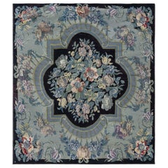 Doris Leslie Blau 1920s English Needlepoint Rug with Floral Medallion Design