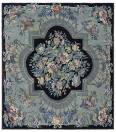 Doris Leslie Blau 1920s English Needlepoint Rug with Floral Medallion Design
