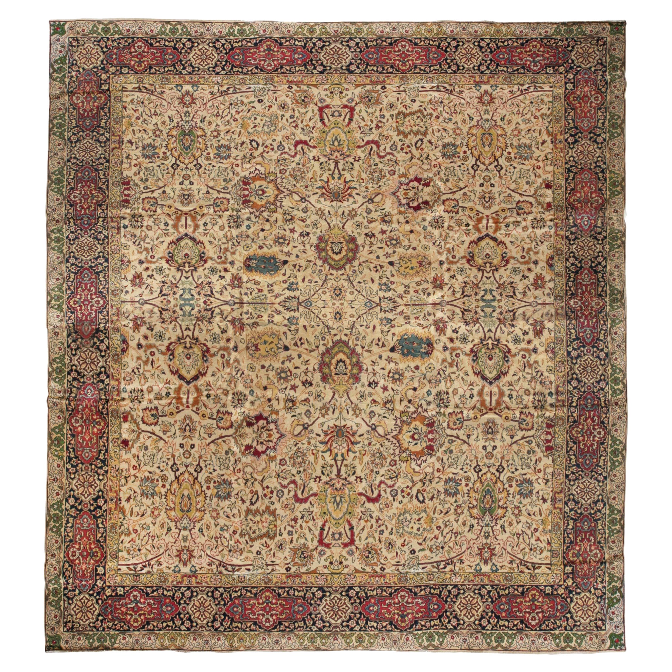 Doris Leslie Blau Midcentury Turkish Sivas Botanic Handmade Wool Rug