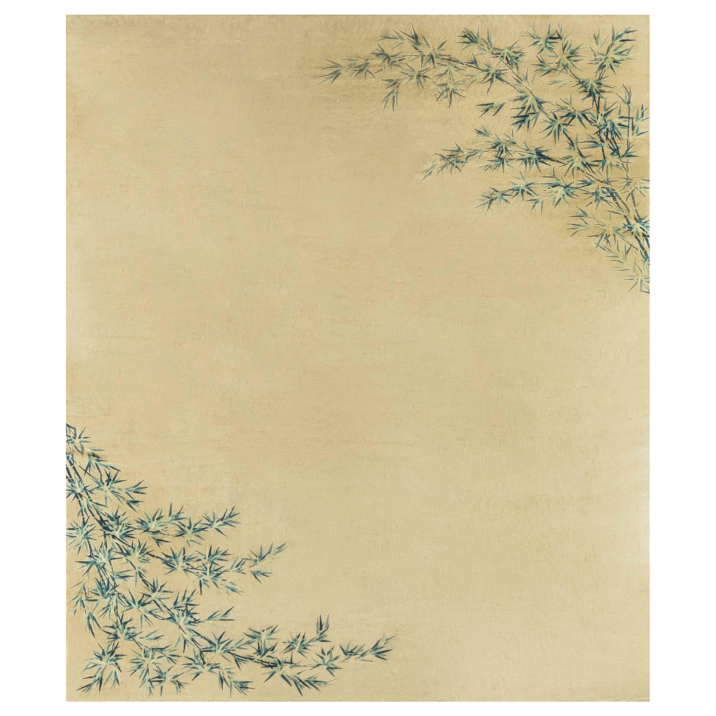 Doris Leslie Blau 1930s Large Vintage Chinese Deco Rug with Bamboo Motif For Sale