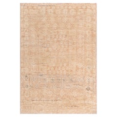 Doris Leslie Blau Midcentury Türkisch Oushak Beige Handgefertigter Wollteppich