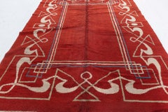 Doris Leslie Blau 1940s Vintage European Art Deco Rug in Crimson & Ivory