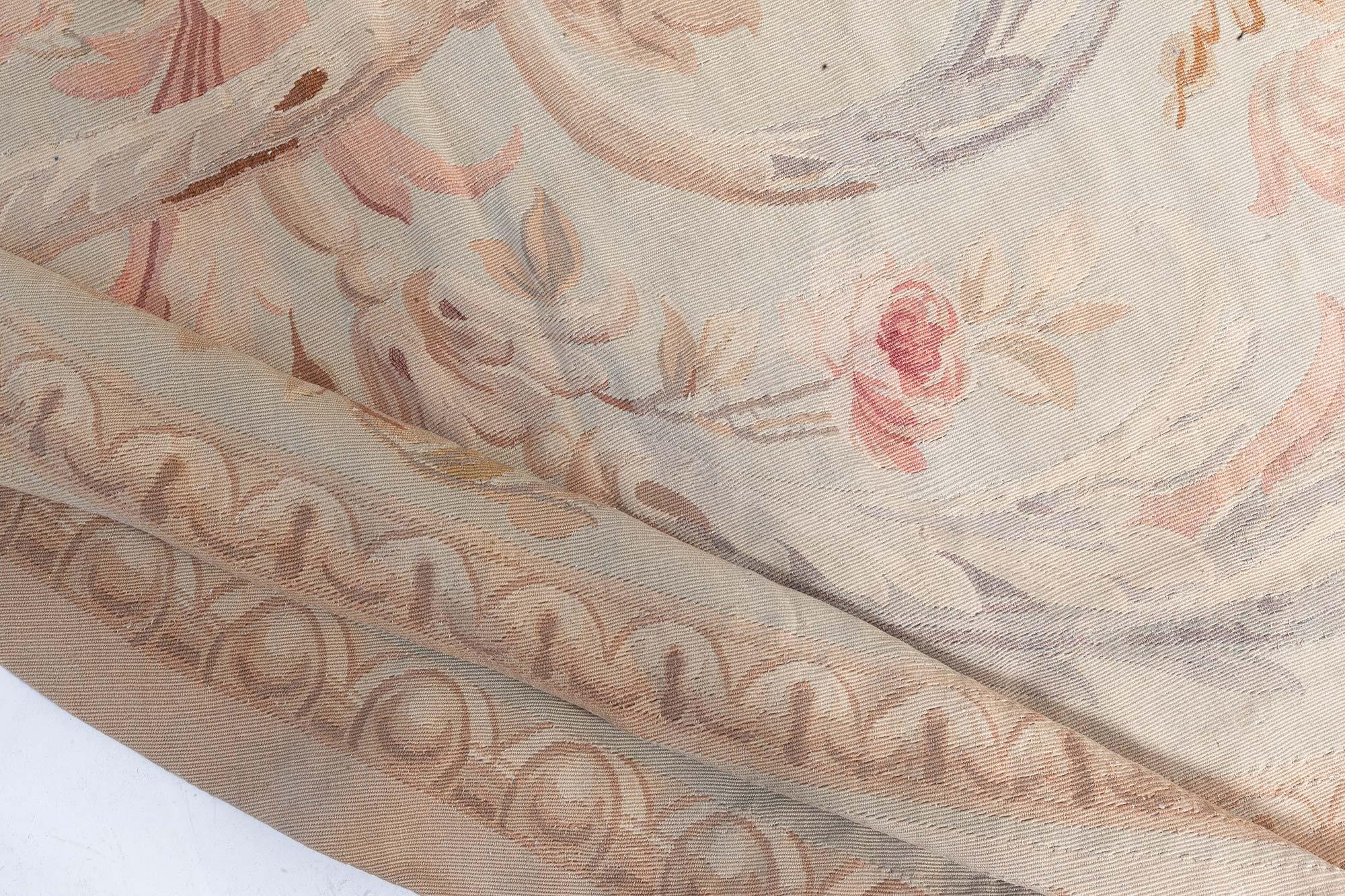Doris Leslie Blau Tappeto rotondo in lana fatto a mano del XIX secolo Aubusson In condizioni buone in vendita a New York, NY