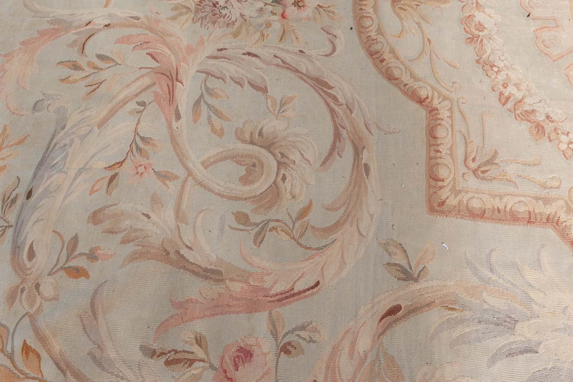 Doris Leslie Blau Tappeto rotondo in lana fatto a mano del XIX secolo Aubusson in vendita 1