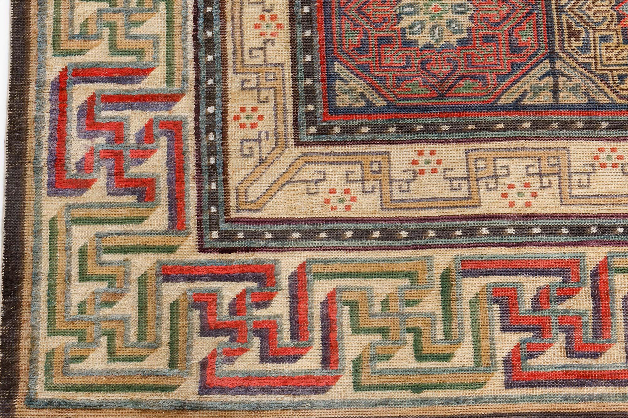 Doris Leslie Blau 19th Century Bold Chinese Silk Rug For Sale 2