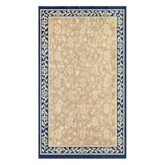 Doris Leslie Blau 19th Century Chinese Beige Navy Handmade Wool Rug