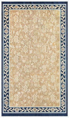 Doris Leslie Blau 19th Century Chinese Beige Navy Handmade Wool Rug